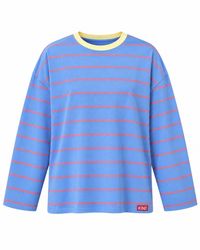 Mind Traveler - Light Striped Míriam Long Sleeve Top With Contrast Neck - Lyst