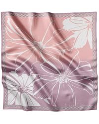 Lamberty Munich - Cosmos Flower Midi Silk Scarf Neutral - Lyst