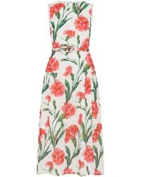 Sour Figs - Carnation Print Belted Midi Dress - Lyst