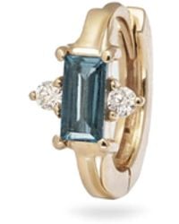 Zohreh - London Topaz & Diamond Baguette Huggie Hoop Earring 9K - Lyst