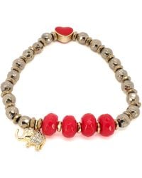 Ebru Jewelry - Red Heart Lucky Elephant Bracelet - Lyst