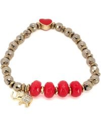 Ebru Jewelry - Red Heart Lucky Elephant Bracelet - Lyst