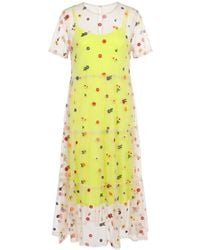 Lalipop Design - Fluorescent Dress With Flower Embroidered Tulle - Lyst