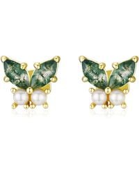 Azura Jewelry New York - Monarch Butterfly Moss Agate Earrings Vermeil - Lyst