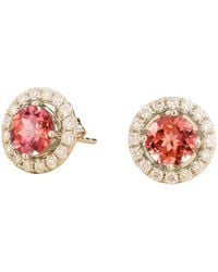 Juvetti - Floret Earrings Set With Padparadscha Sapphire & Diamond - Lyst