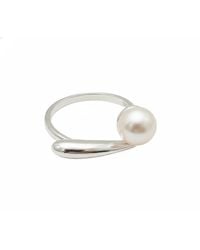 Angel Barocco - Adjustable Cross-Design Freshwater Pearl Ring - Lyst