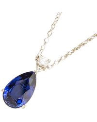 Juvetti - Ori Large Pendant Necklace In Blue Sapphire & Diamond Set In White Gold - Lyst