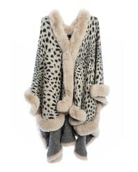 Saachi - Cheetah Print Bisque Kimono Faux Fur Cape - Lyst