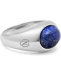 Nialaya - Silver Oval Signet Ring With Blue Lapis - Lyst