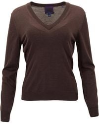 lords of harlech - Sasha Brownie Merino Silk Cashmere V-Neck Sweater - Lyst