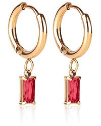 Evie Jewelry - Luxe Garnet Drop Huggie Earrings - Lyst