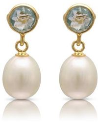 Pearls of the Orient Online - Clara Topaz & Cultured Freshwater Pearls Drop Earrings - Lyst