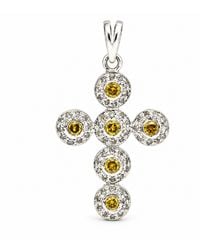 Artisan - 18K Colored Diamond Cross Pendant - Lyst
