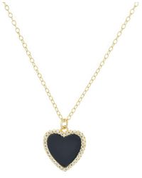 KAMARIA - Onyx Heart Necklace With Crystals - Lyst