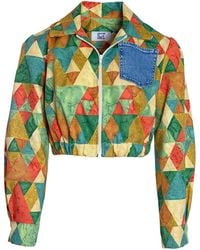 Couture to Your Door - Abstract Harlequin Upcycled Cropped Jacket - Lyst