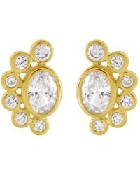 Artisan - 14K Oval Diamond Cluster Stud Earrings - Lyst