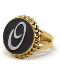 Vintouch Italy - Gold Vermeil Black Cameo Ring Initial O - Lyst
