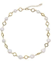 Farra - Freshwater Pearls Chain Short Necklace - Lyst