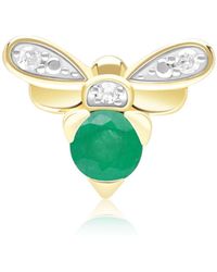 Gemondo - Honeycomb Inspired Emerald & Diamond Bee Pin In Yellow Gold - Lyst