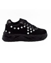 Rettrose - Adeline Luxury Noir Lycra Handmade Embellished Trainers - Lyst