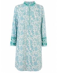 Kaminee - Floral Block Print Linen Kaftan - Lyst