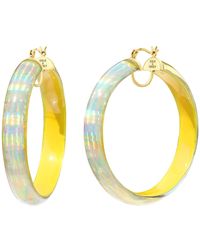 Gold & Honey - Large Lucite Iridescent Hoops In Yellow - Lyst