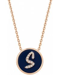 Ecce | Artisan Diamonds - 14K Solid Rose Enamel Full Diamond Initial Necklace - Lyst