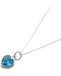 Harfi - Mini Heart Aquamarine March Birthstone Necklace - Lyst