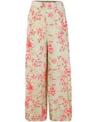 Raishma - Floral Printed Viscose Crepe Trousers - Lyst