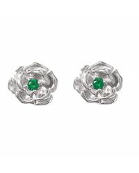Sophelia - Emerald May Birthstone Hawthorn Birthflower Sterling Stud Earrings - Lyst
