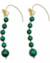 Farra - Malachite Drops With Butterfly Hook Earrings - Lyst