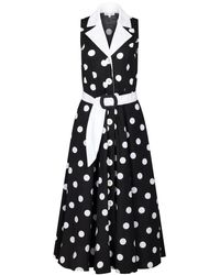 Deer You - Adelaide Alluring Midi Dress In Black & White Polka Dots - Lyst