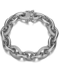 Genevive Jewelry - Rachel Glauber Plated With Cubic Zirconia Chunky Tubular Oval Cable Chain Bracelet For - Lyst