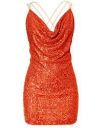 AGGI - Selena Sun Orange Mini Sequine Dress - Lyst