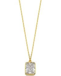 LINYA JEWELLERY - Rectangular Crystal Stone Chain Necklace - Lyst
