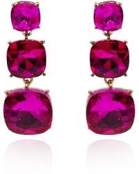 Michael Nash Jewelry - Mackenzie Triple Cushion Shape Fuschia Drop Earrings - Lyst