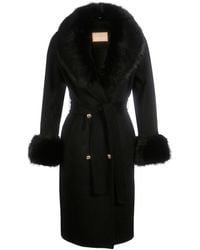 Santinni - 'Marlene' 100% Cashmere & Wool Coat With Faux Fur - Lyst