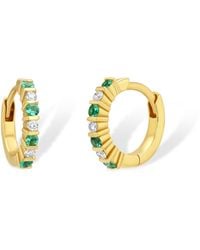Jewelbird - Emerald And Diamond Huggie Earrings - Lyst
