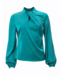 Carloslines - Draped Mock Neck Long Sleeve Shirt - Lyst