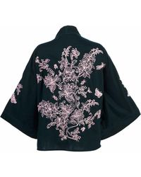 Artemis Muse - Wild Flowers & Butterflies & Velvet Embroidered Short Kimono - Lyst
