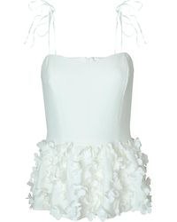2KStyle - Elisaveta Three-Dimensional Floral Hand-Embellished Crepe Peplum Top - Lyst