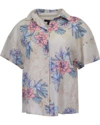 lords of harlech - Neutrals Lara Exotic Floral Natural Linen Printed Shirt - Lyst