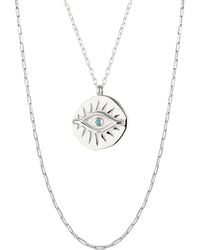 Spero London - Eye Coin & Rectangular Chain Sterling Evil Eye Necklace Set - Lyst