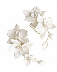 Yeva Sebastia - Satin Orchid Bridal Hair Comb - Lyst