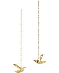 Harfi - Origami Crane Japanese Threader Plated Earrings - Lyst