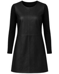 Conquista - Dress With Faux Leather Detail By Si Fashion - Lyst