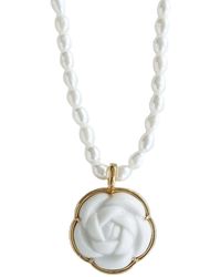 POPORCELAIN - Porcelain Camellia Pearl Necklace - Lyst