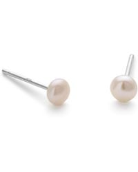 Elk & Bloom - Small Real Pearl Stud Earrings - Lyst
