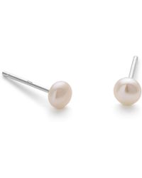 Elk & Bloom - Small Real Pearl Stud Earrings - Lyst