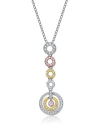 Genevive Jewelry - Rose Sterling Three Tone Circles Cubic Zirconia Accent Pendant Necklace - Lyst